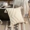 16" Handwoven Cotton Throw Pillow Cover with White on White Tufted Design and Tassel Corners